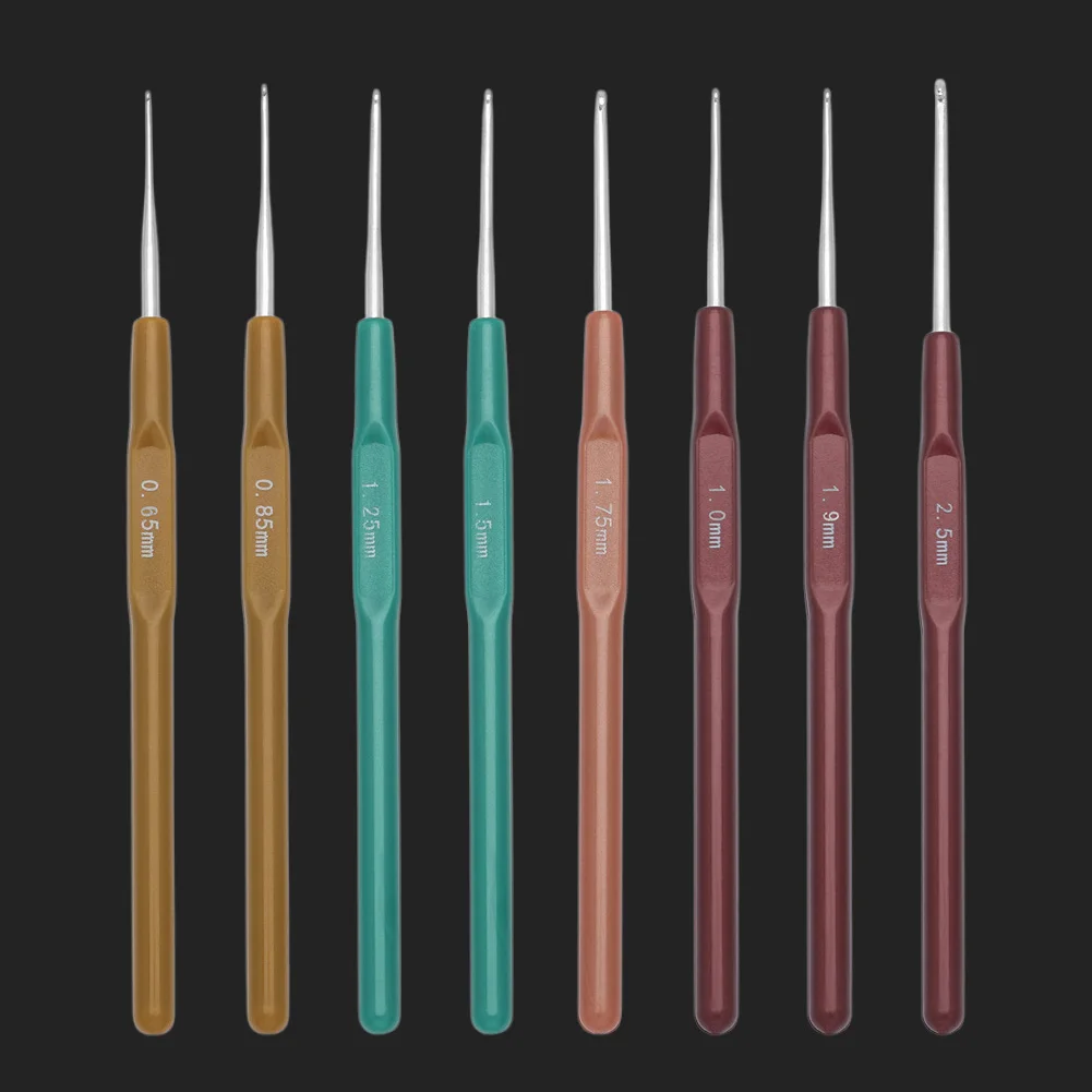 8pcs Blunt Needles Ergonomic Handle Plastic Yarn Knitting Crochet with Case Size 0.65mm To 2.5mm Handmade for Arthritic Hands