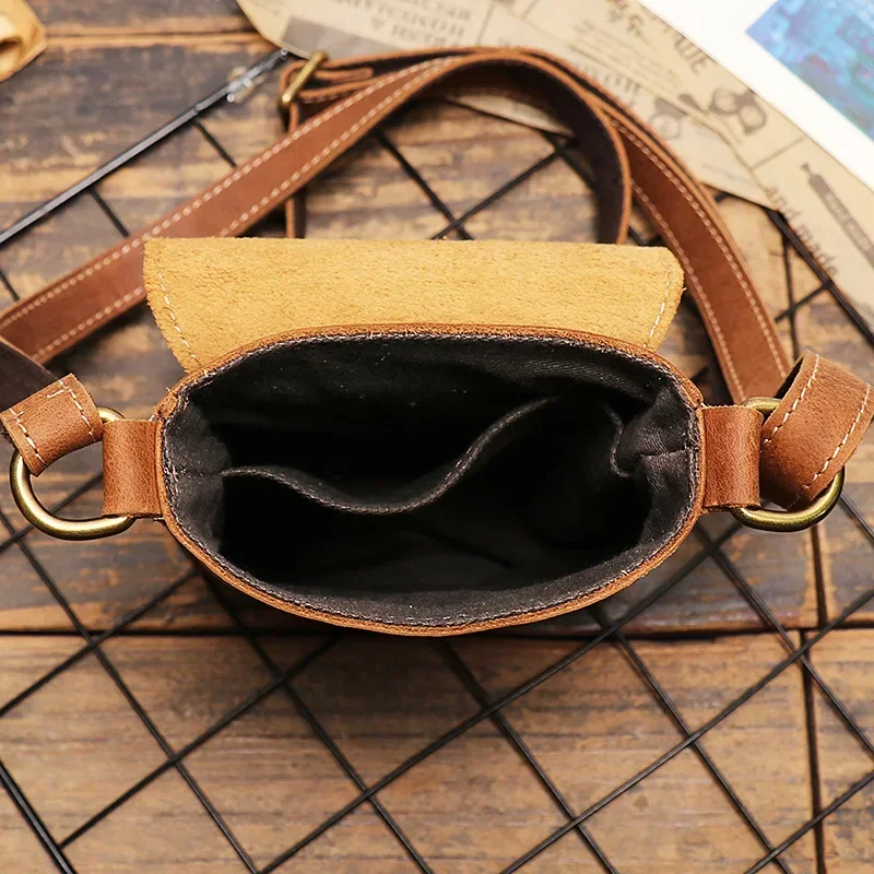 Genuine Leather Crossbody Bag with Shoulder Strap for Men and Women