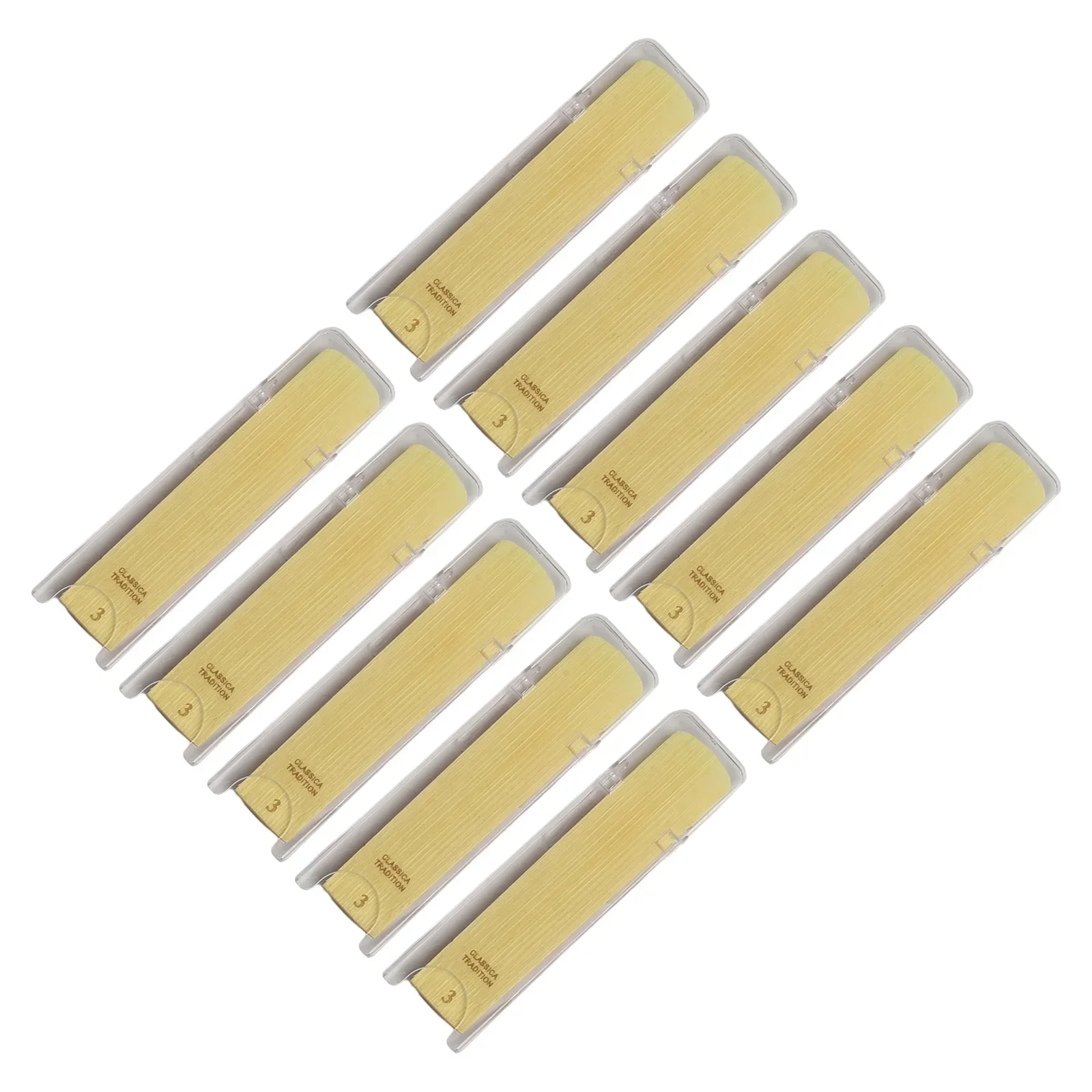 10pcs Saxophone Reeds Alto/Soprano/Tenor 1.0-3.5 Strengths Consistent Size 71.5mm*14.5mm