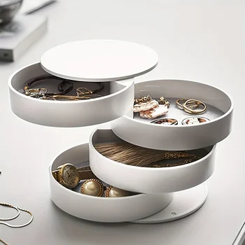 ITECHJOY Rotating Multi Layer Storage Box with Lid for Hair Accessories Jewelry Cosmetics Organizer