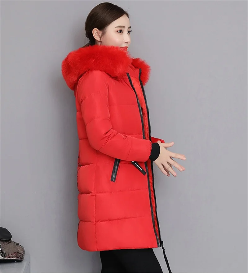 Parkas Women 2026 Winter Jacket Coat High Quality Hooded Fur Collar Outwear Female Parka Thick Cotton Padded Female Overcoat