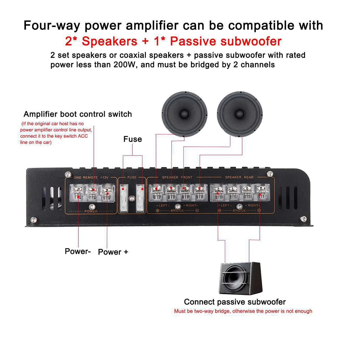 SCLS 12V 7900W 자동차 앰프 4 채널 강력한 자동차 오디오 서브 우퍼 알루미늄 차량 전원 스테레오 앰프 자동차 사운드 앰프