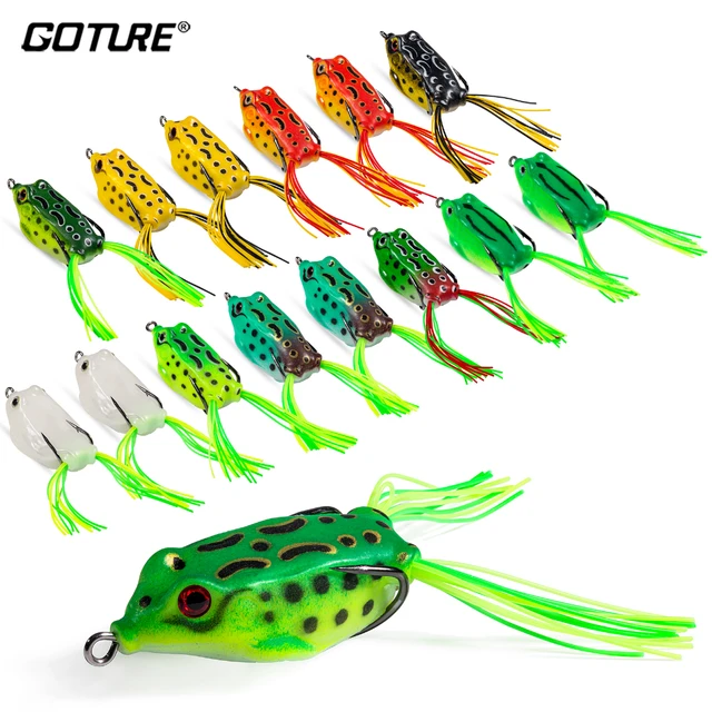 Goture 10/15pcs Topwater Wobblers Fishing Lures Kit Popping Soft Bait  Thunder Frog Type Lures for