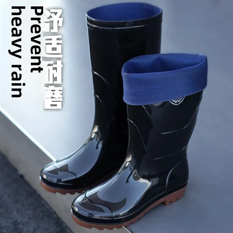 Bottes de pêche PVC épaisses résistantes aux acides pour hommes - Chaussures étanches hiver chaudes chantier