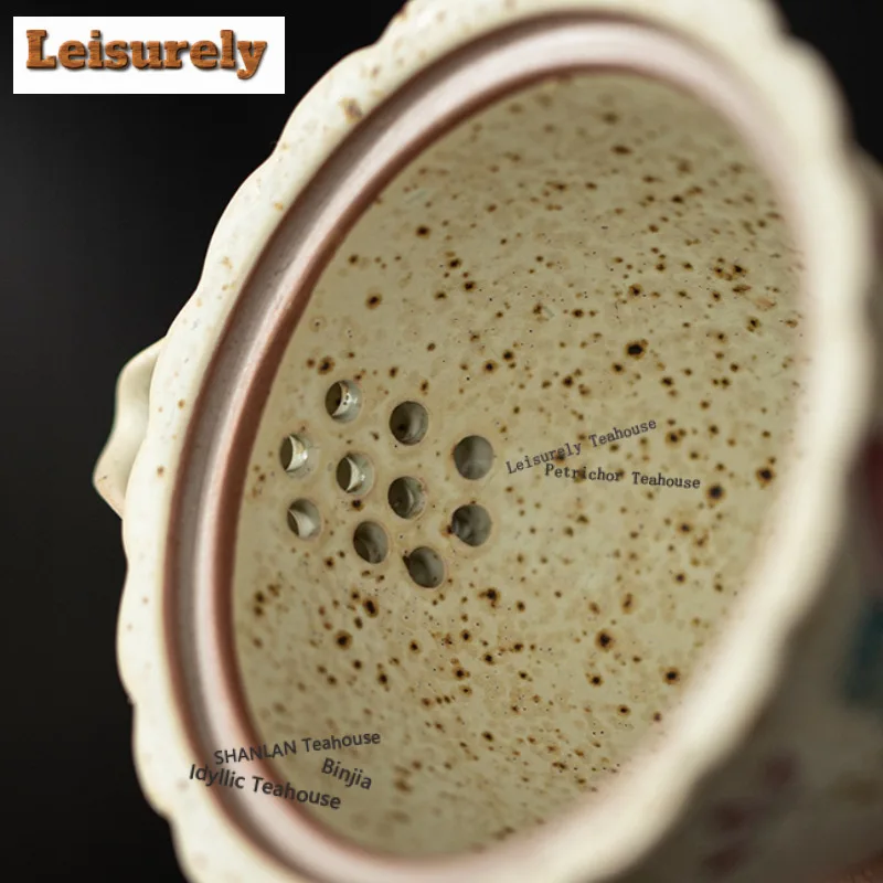 125ML Caramel Glaze Butterfly Lily High-foot Handheld Teapot Japanese Tea Infuser Pot Tea Making Kettle with Filter Teaware Gift