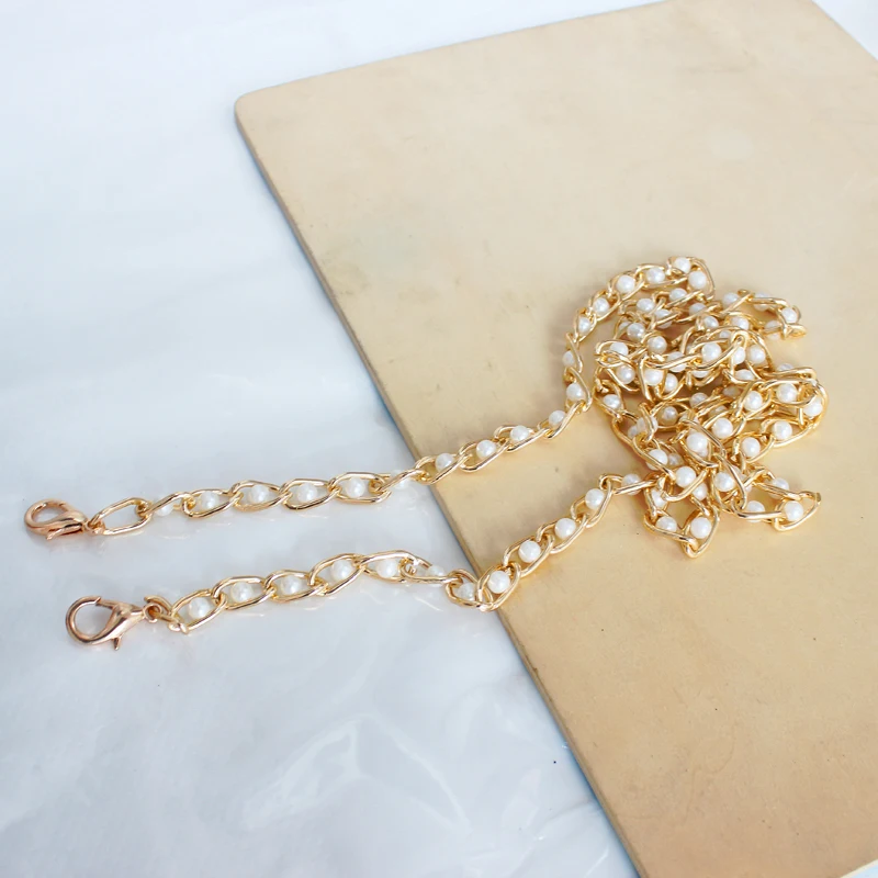 

40-120cm Imitation Pearl Bag Chain Exquisite Stylish Luggage Accessories Replacement Long Crossbody Shoulder Wide Aluminum Chain