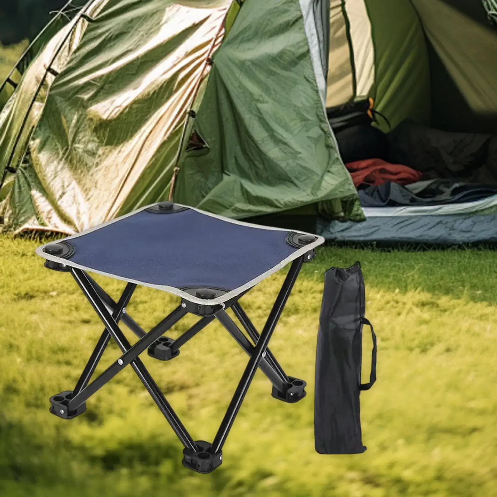 Camping Stool Recliner Foot Rest Sturdy Practical Compact Outdoor Folding Stool with Carry Bag for Park Traveling Backpacking