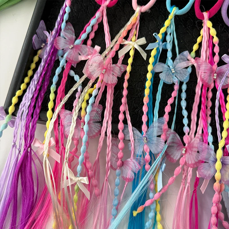 Charming Braided Wig Ponytail Headband with Rubber Hair Bands - Kids' Hair Accessory Ornament