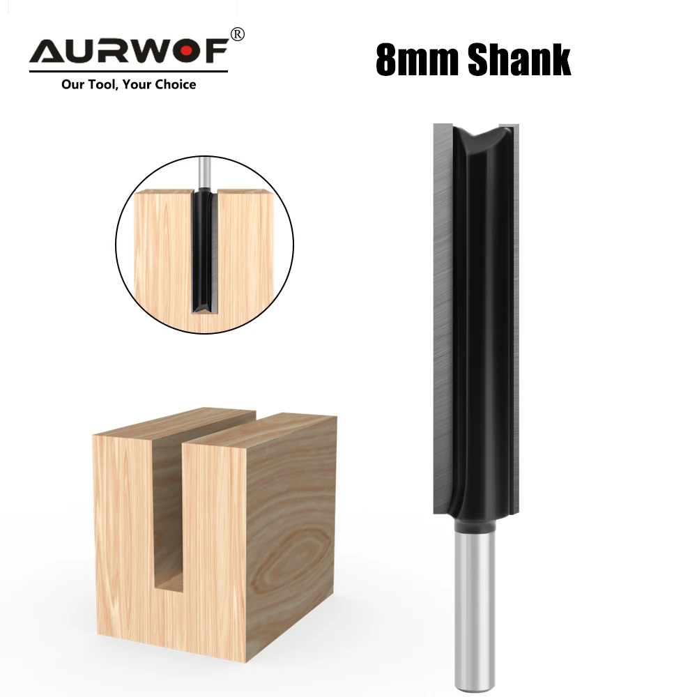AURWOF 1 Stück 8mm Schaft Langer Gerader Fräser 8*16*76mm Fräsdurchmesser Kantenbearbeitung Holzbearbeitung Trimmfräser Messer C0800216