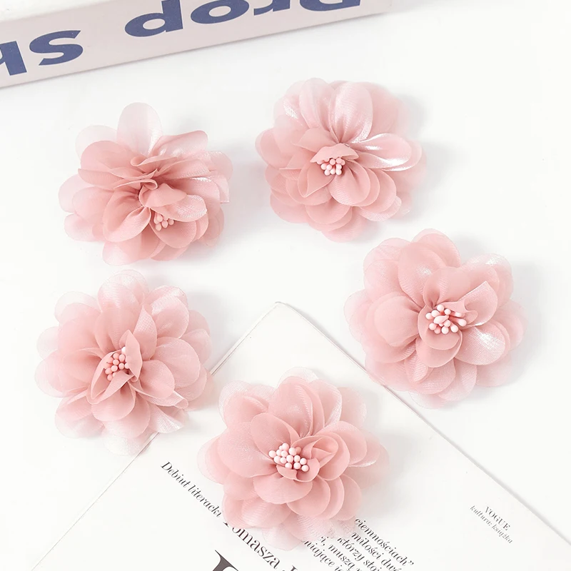 2/5Pcs 6CM Chiffon Stoff Künstliche Blume Für Home Zimmer Hochzeit Einladung Künstliche Blumen Für Kleid Dekoration zubehör – Detail 11