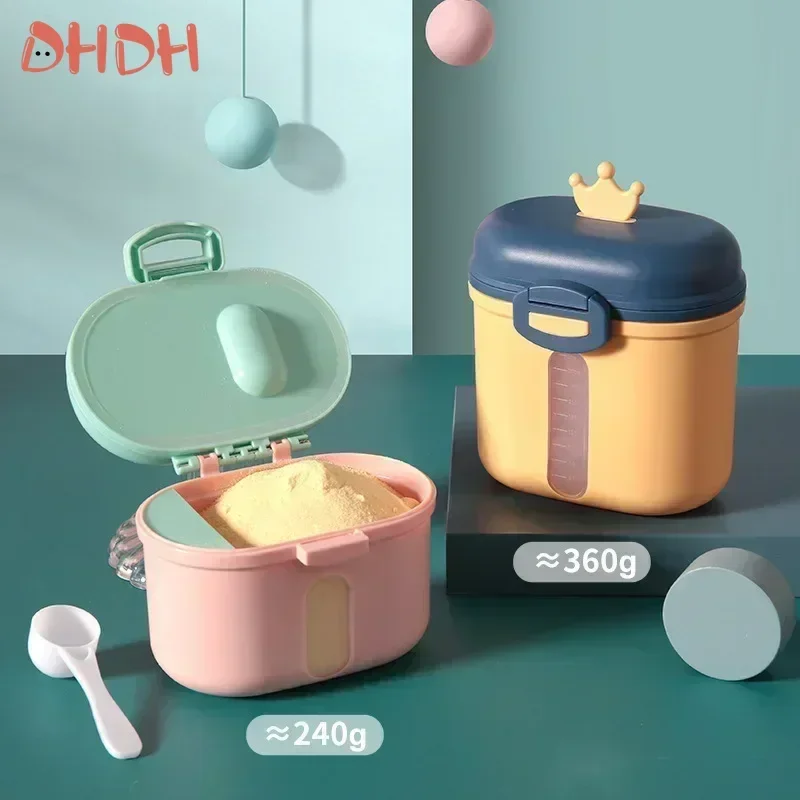 240/360ML Portable Milk Powder Box with Spoon Infant Snack Container Milk Powder Barrier Seal Baby Food Grade Storage Box
