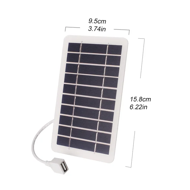 Panneau solaire USB portable 5V 2W - Imperméable, pour la randonnée en plein air, le camping, la recharge de téléphone portable, panneau de charge pour batterie externe 1