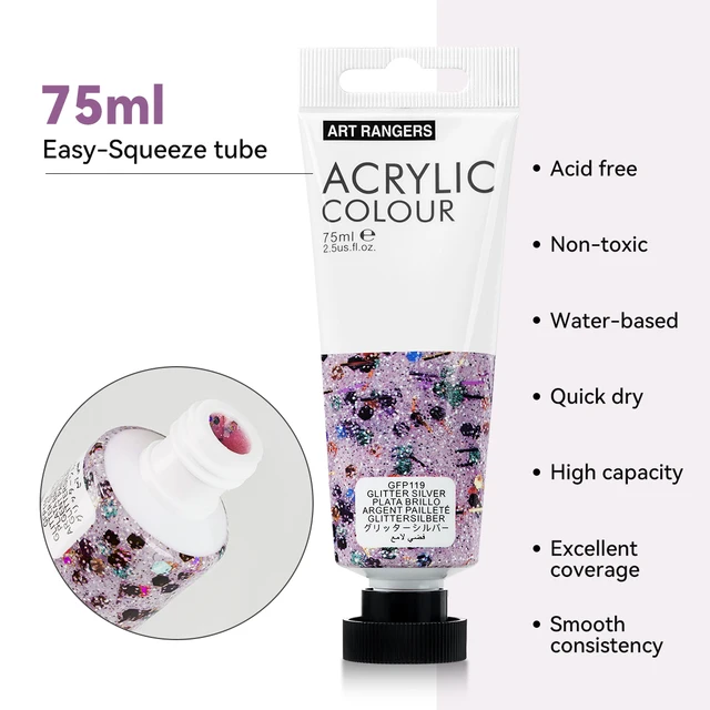 Vernice acrilica LIGHTWISH, set di 6 colori, tubi da 75 ml, pigmenti ricchi, vernici non sbiadite, non tossiche per artisti e hobby 3