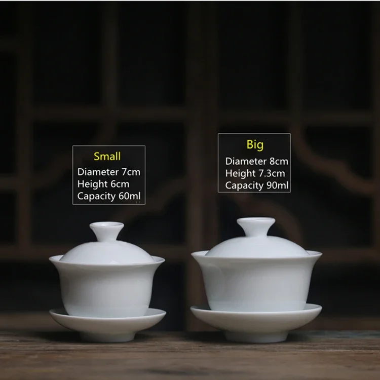 Description Picture 2 of itemMini 60ml Gaiwan For Tea Solid White Porcelain Tureen With Lid Teaware Travel Kung Fu Tea Set Chinese Cup Tea Bowls Small Chawan