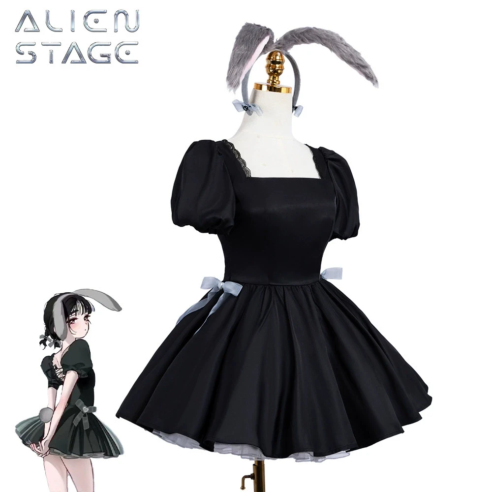 Generic Rabbit-Eared Black Dress Cosplay Costume for Halloween and Parties