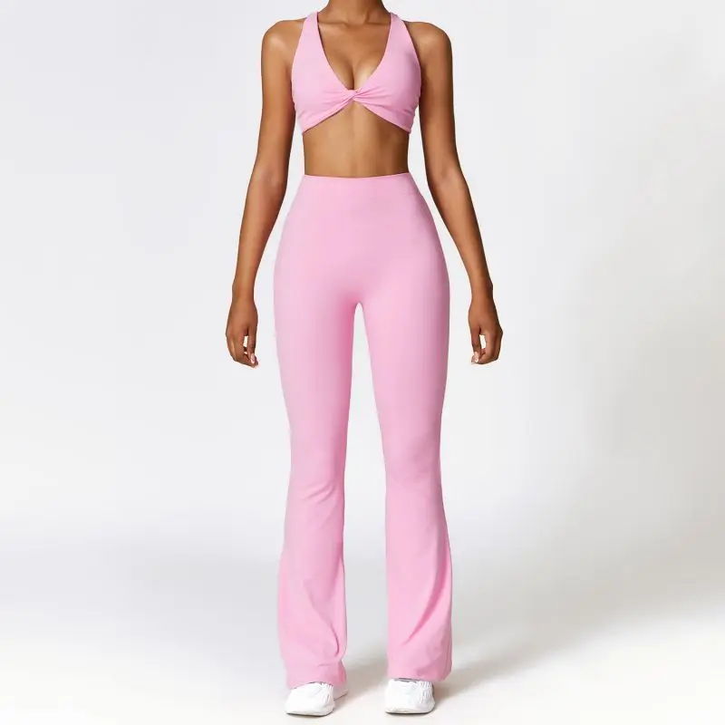 Sexy Cross Bra Back-v Sport Yoga Set Two Piece Workout Clothes for Women Quick Dry Outfit Fitness Gym Set Workout Tracksuit