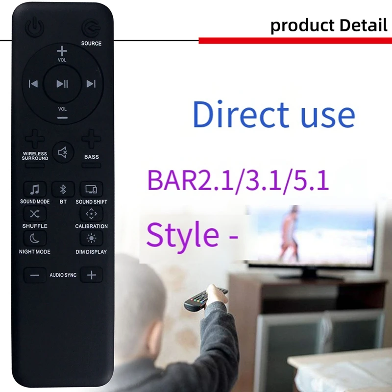 Remote Control For JBL Bar 2.1 3.1 5.1 Channel 4K Ultra HD Sound Bar System Wireless Home Theater Audio Remote Control Black