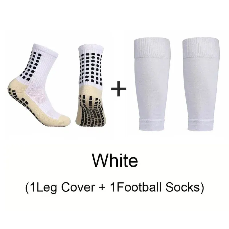 2 Pairs Set Men Grip Soccer Socks and Knee Pads Calf Sleeves Adult Youth Non Slip Leg Shin Guards for Basketball Football Sports Best Sellers In Men's Clothing