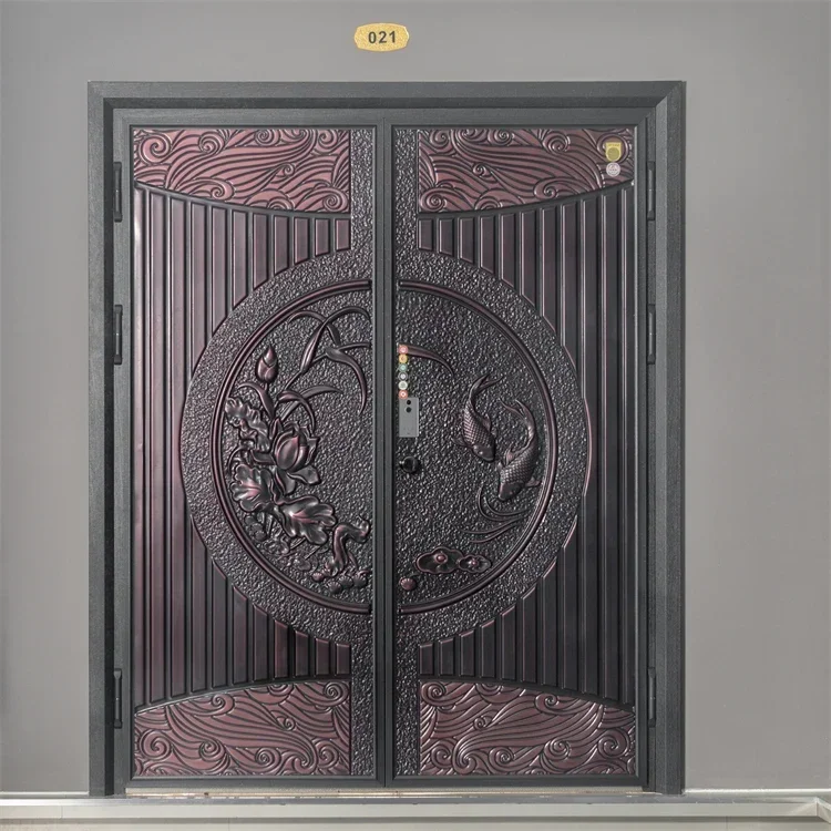 Modern Style Carved Cast Aluminum Explosion Proof Armored Security Doors