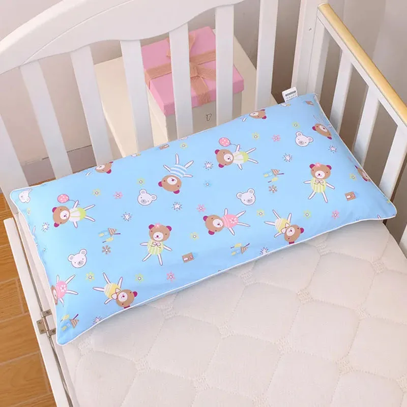 Cotton Children's Bed Pillow Dust Cover Four Seasons Baby Pillowcase 62x32CM Cartoon Side Zipper Boys Girls Pillowcase