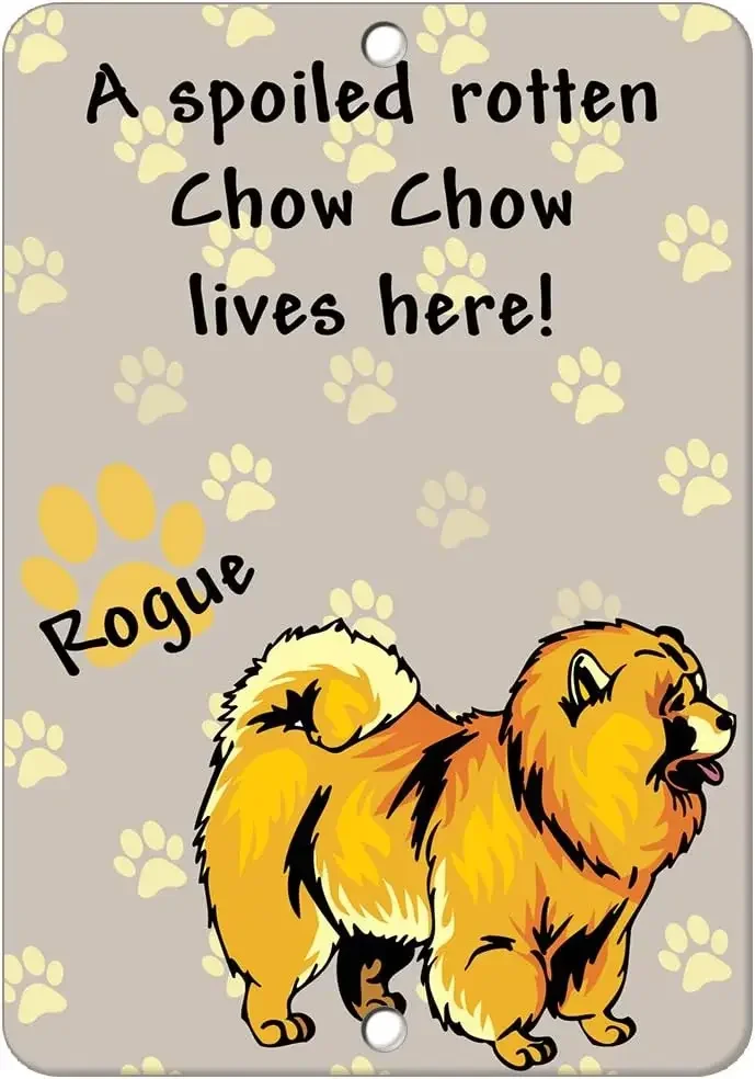 Fastatticdeals Guaided Rotten Chow Dog Lives Here Metal Sign Garag Decor Plate 8 In X 12