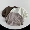 2025 Spring New Children Long Sleeve T Shirts Solid Color Boys Simple Casual Tees Baby Girls Bottoming Shirts Kids Clothes 1