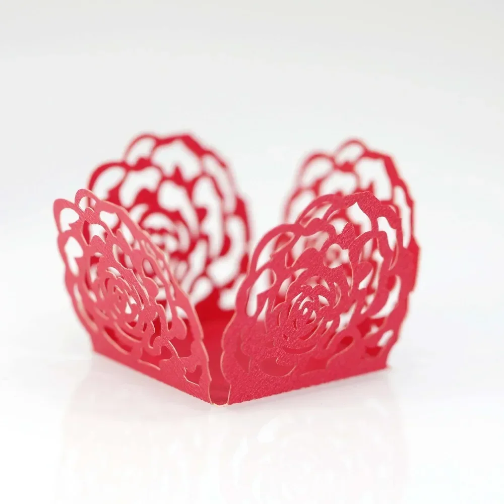 50pcs Laser Cut Flower ChocolateRose Candy Wrappers Box Wedding Favor Gift Decoration Wedding Favors Packaging Box