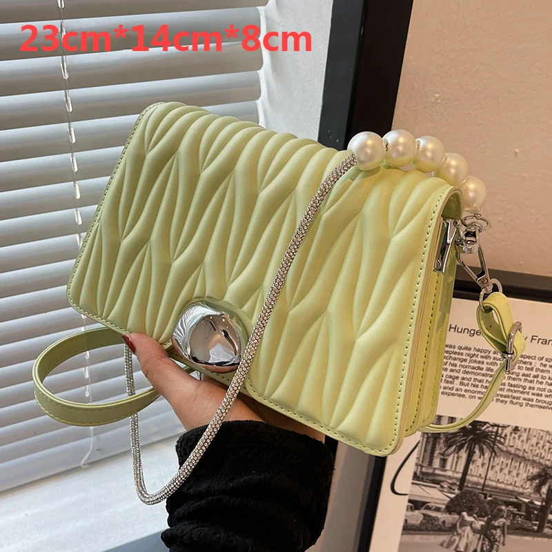 Fashion Bags Women 2022 Designer Light Luxury Small Bag Versatile Pearl Chain Messenger Bag Small Crowd High Sense Shoulder Bag
