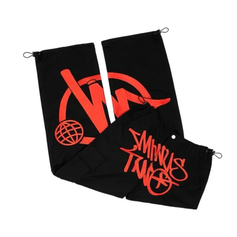 Minus Two Pink LOGO Black Cargo Long Pants Y2k Fashion Men Women Clothing Gym Basketball Minustwo Multi-pocket Style Trousers 5