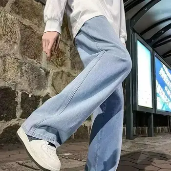 Spring and Autumn new American drawstring jeans for men, loose and versatile casual pants, trendy washed men's pants 1