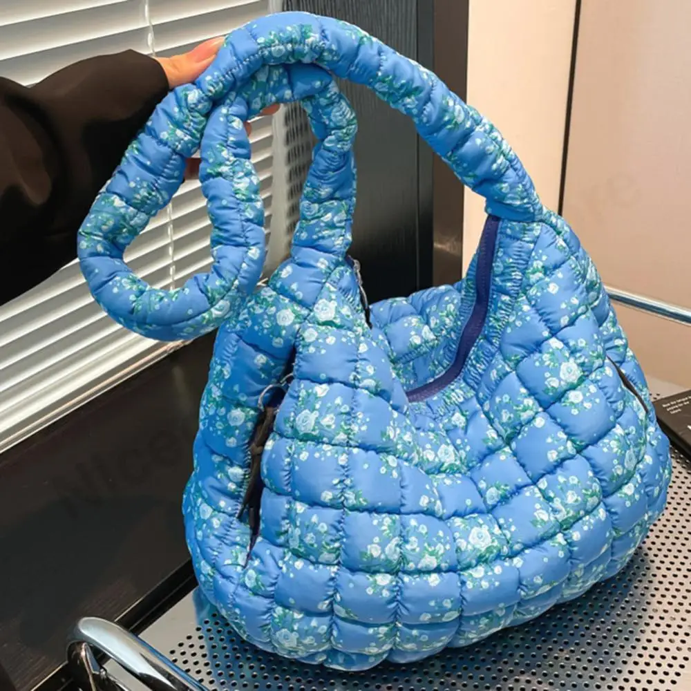Quilted Puffer Bubble Tote Bag for Women with Zipper