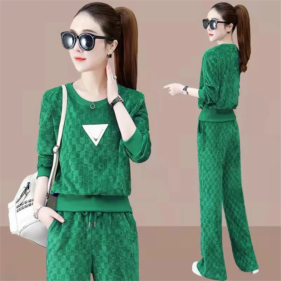 

Women's Tracksuit Spring And Autumn Fashion Casual Sports Suit Long Sleeved Tops Pants Two Piece Set Running Clothing