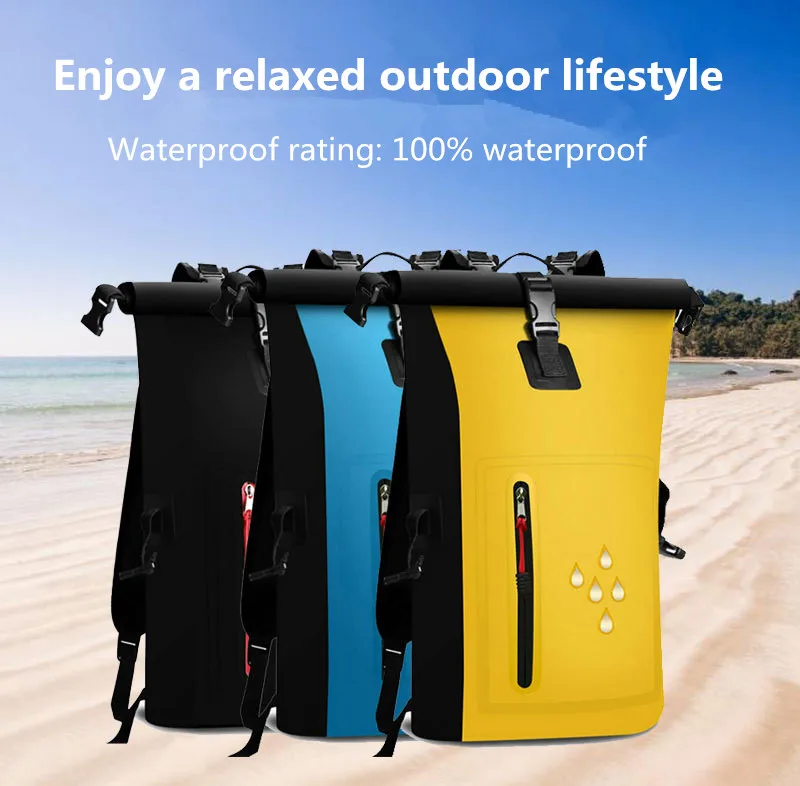 Wasserdichter Kajak-Trockensack, Drift-Schwimmrucksack, großer Fluss, Trekking, Schulter, Strand, Tauchen, Trocken-Rafting, Kanufahren, PVC-Campingtasche – Detail 1