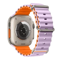 Ocean Silicone Watch Strap - Premium Marine - Grade Wristband Accessory - S10 42 - 38 40 41mm (Light purple - orange)