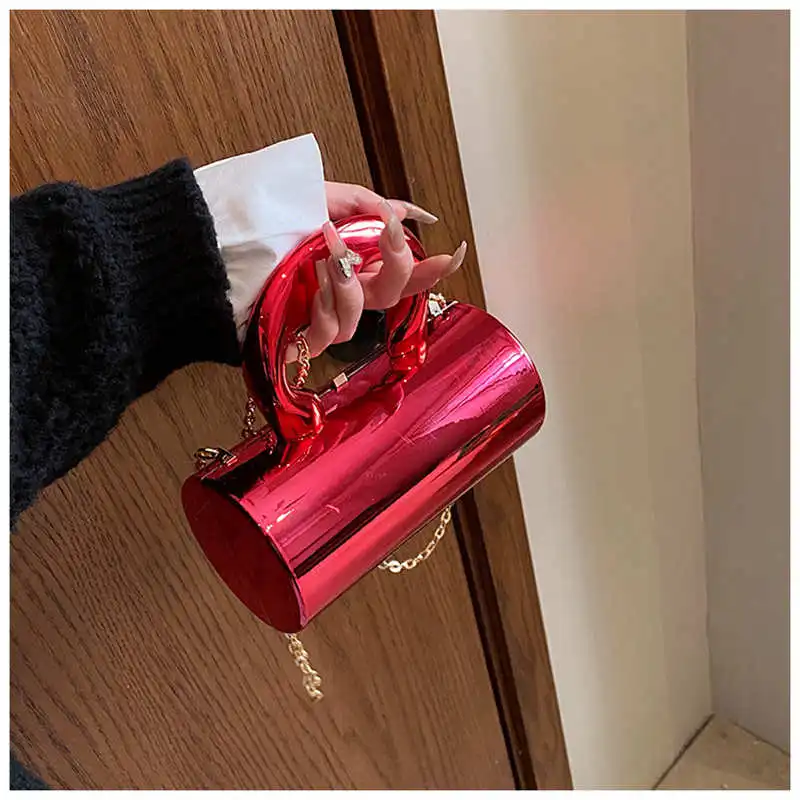 Mini Party Purse Crossbody Bag Shoulder Bag Gold Box Clutch Women's Handbag Women's Party Clutch Fashion Cylindrical Bag