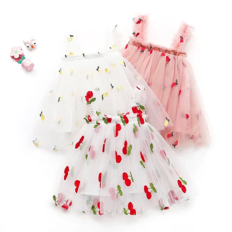 

Mesh Baby Girl Dress Princess Suspender Skirt For Birthday Party Baby Girl Clothes Toddler Lace Sleeveless Casual Clothing 0-5Y