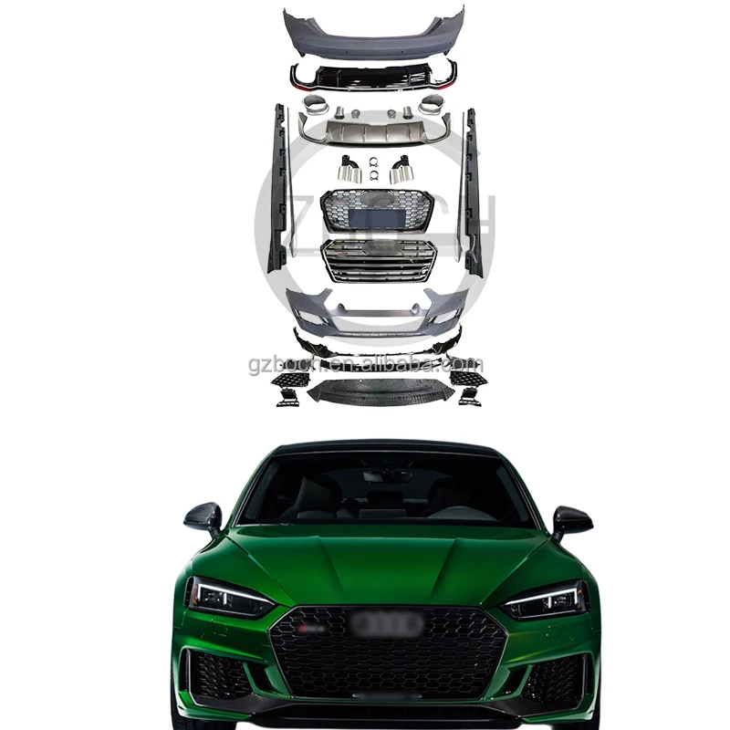 Kit Carrozzeria Rs5 Per Aggiornamento Audis 2017 + A5 A Rs5 Paraurti Anteriore Per Auto Griglia Per Auto Punte Diffusore Gonna Laterale