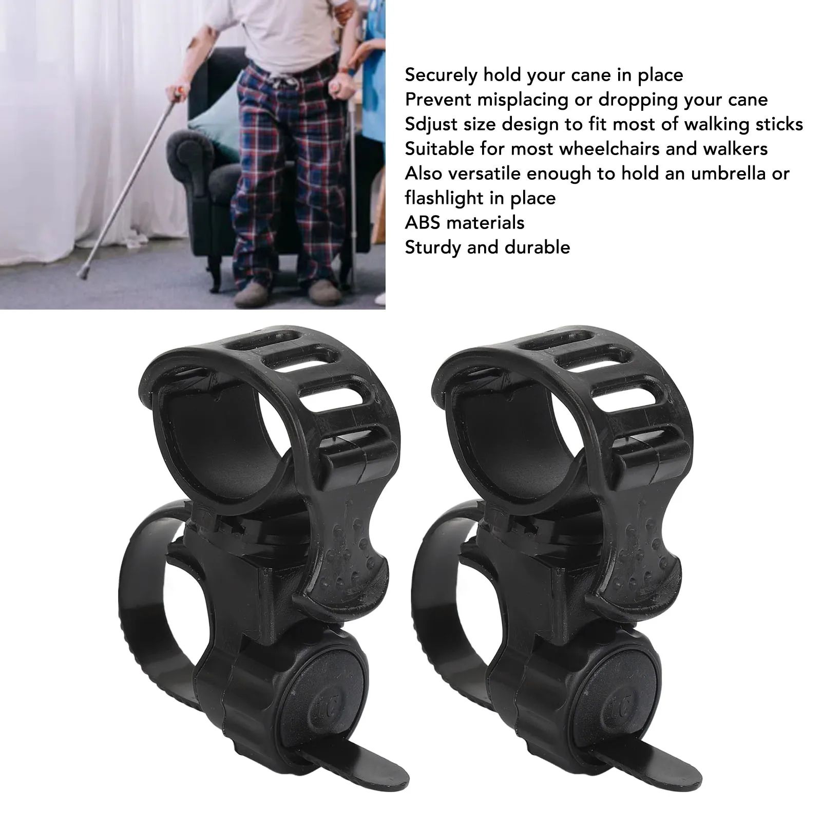 Elderly Walking Cane Holder Adjust Size Universal Walking Stick Stand Accessory for Wheelchairs Universal Walking Cane Holder 2