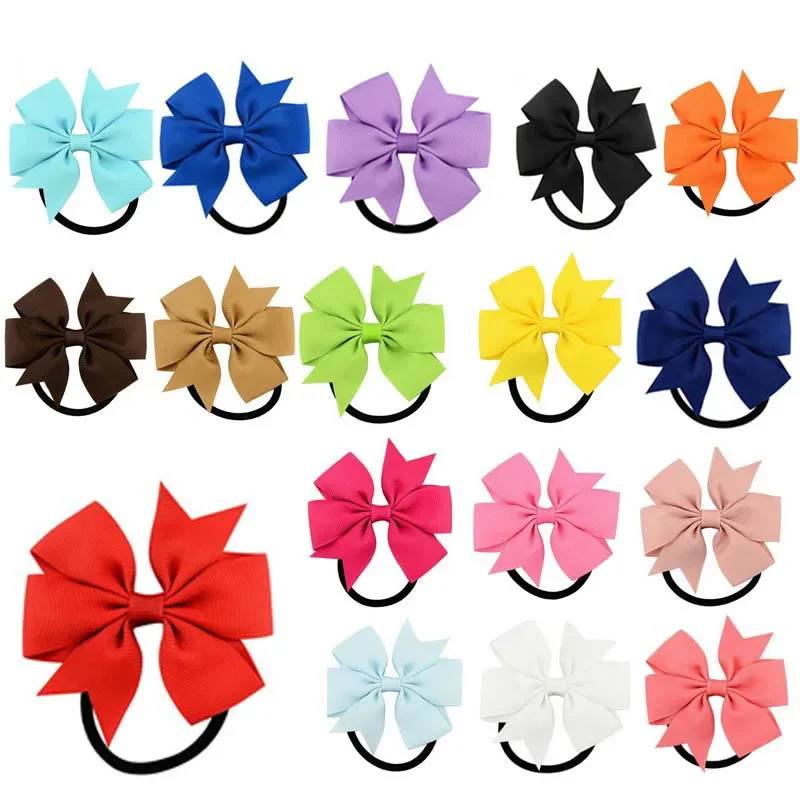 Elastic Hairband with 3 Knot and Floral Ribbon Accents - Handmade Girls' Party Hair Accessory
