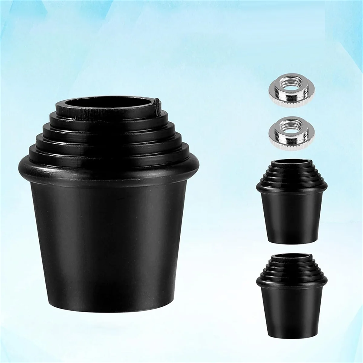 A04R-2 Packs Bass Drum Spur Feet, Bass Drum Legs Threaded Rubber Foot with Lock Nuts for