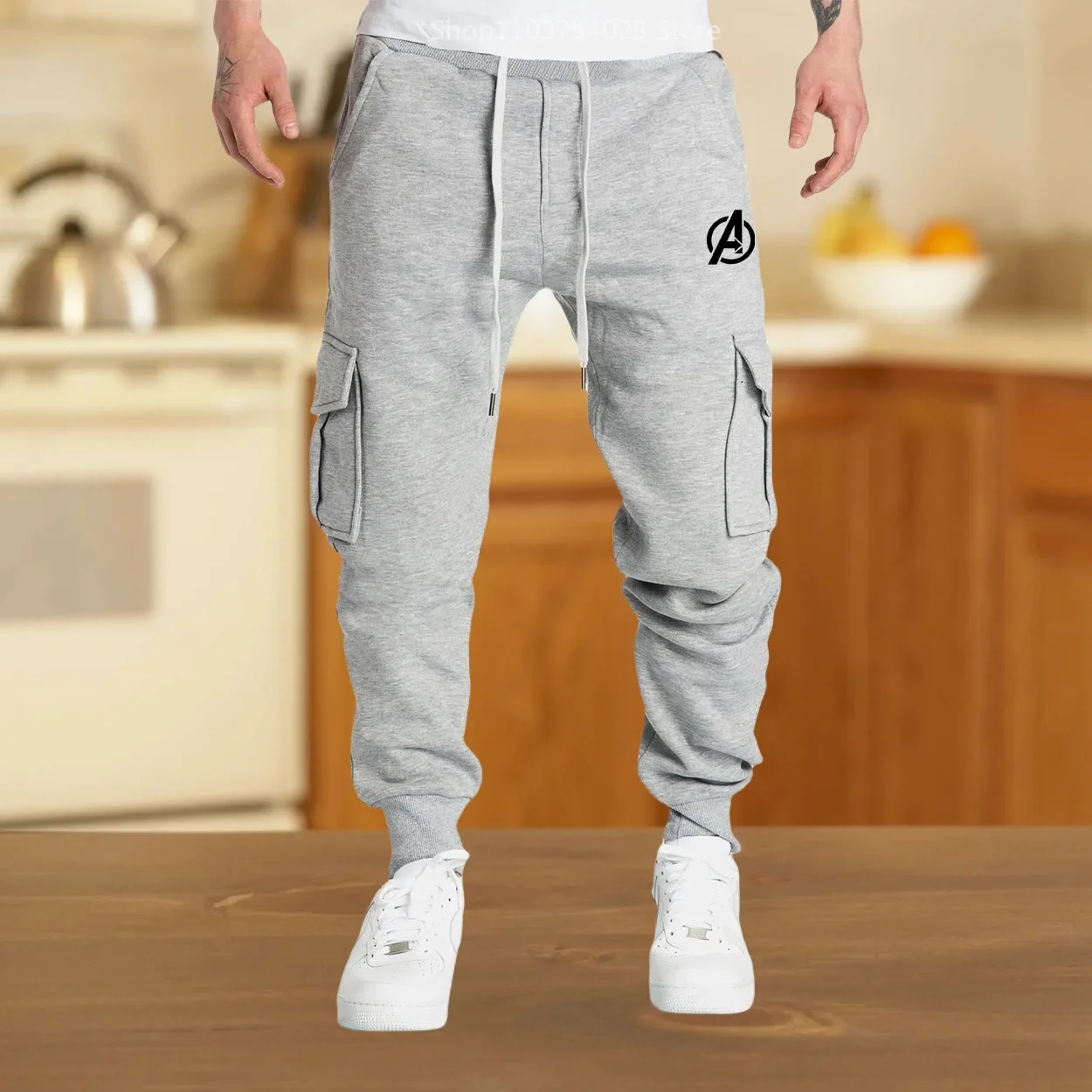 Skateboarding Pants Mens Sweatpants Cargo Pants Joggers for Sports Streetwear Loose Drawstring Men Multi-pocket