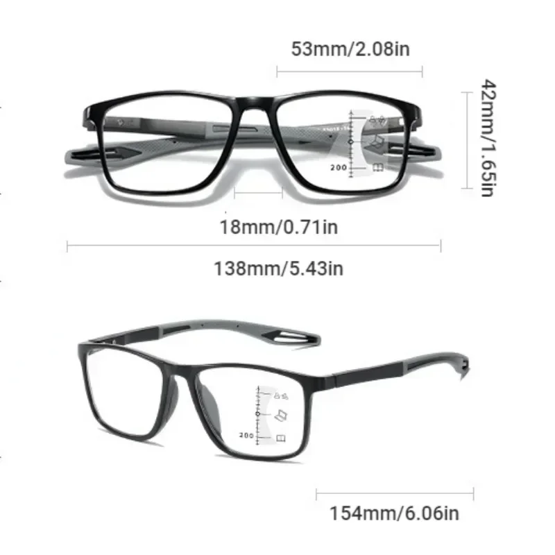 TR90 Photochromic Multifocal Glasses Vintage Progressive Reading Glasses Men Women Anti-blue Light Sports Eyeglasses +1.0+4.0 6