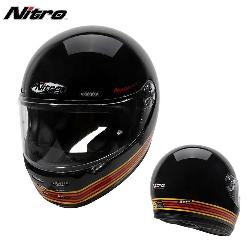 thumbnail image 1 of Casco de motocicleta NITRO de forforUK, casco integral retro para hombre y mujer, casco de locomotora Ha Bluetooth Cruise Ray con certificación 3C, 1 of 5