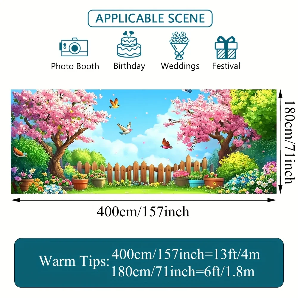 2D door banner 1pc Vibrant spring Garden garage door polyester banner ...