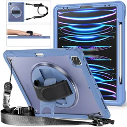 Heavy Duty Shockproof iPad Case with Shoulder Strap - Versatile Protection for iPad Air, Pro, and Mini (Gray blue)