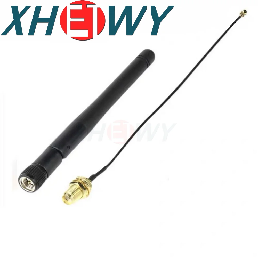 1PCS 2.4G WIFI module with IPEX to SMA female external antenna adapter, equipped with SMA male antenna
