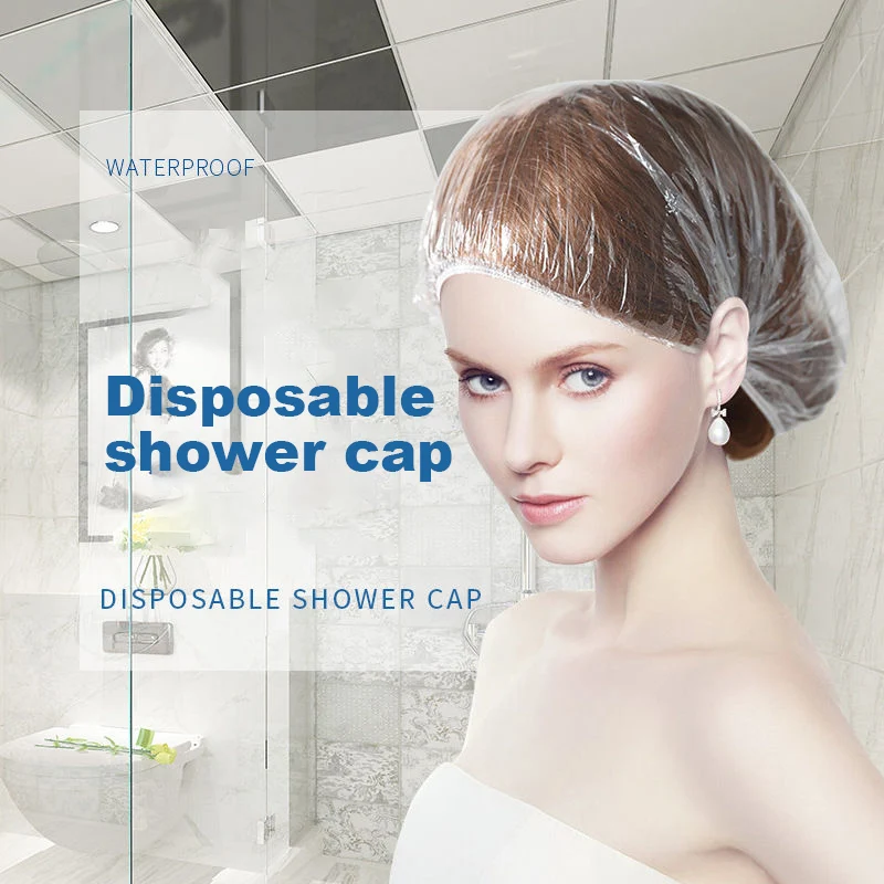 50/100Pcs Disposable Shower Cap Elastic Mesh Shape Waterproof Non-woven Bath Hat for Extension Clear Beauty Hair Hat Shower Cap