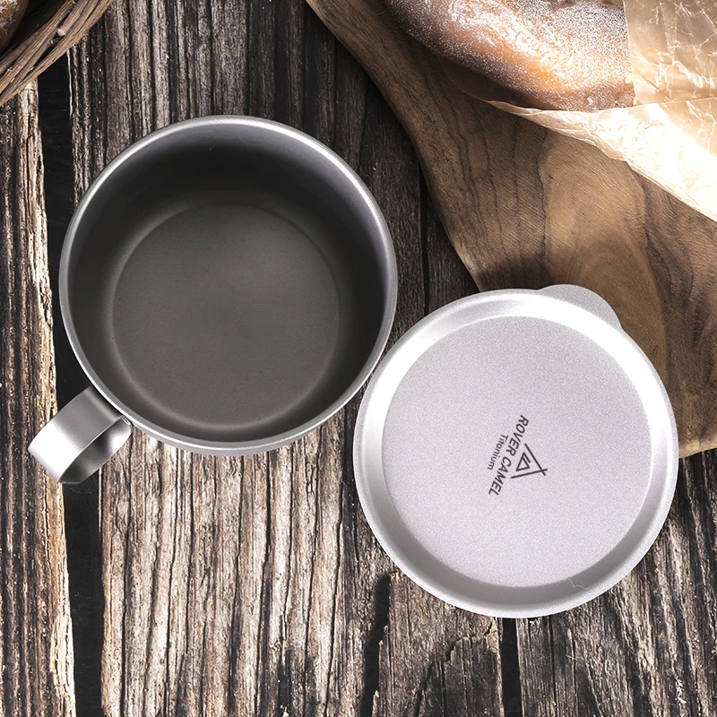 Outdoor Titanium Cup 500ml with lid Tableware Camping Coffee Tea Mug Cup Picnic Camping Mug Water Cup 4