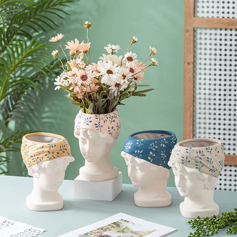 

Pastoral Style Home Decor Hydroponic Vase Simple Interior Ornaments Girl Face Flowerpot Aesthetic Living Room Desk Accessories