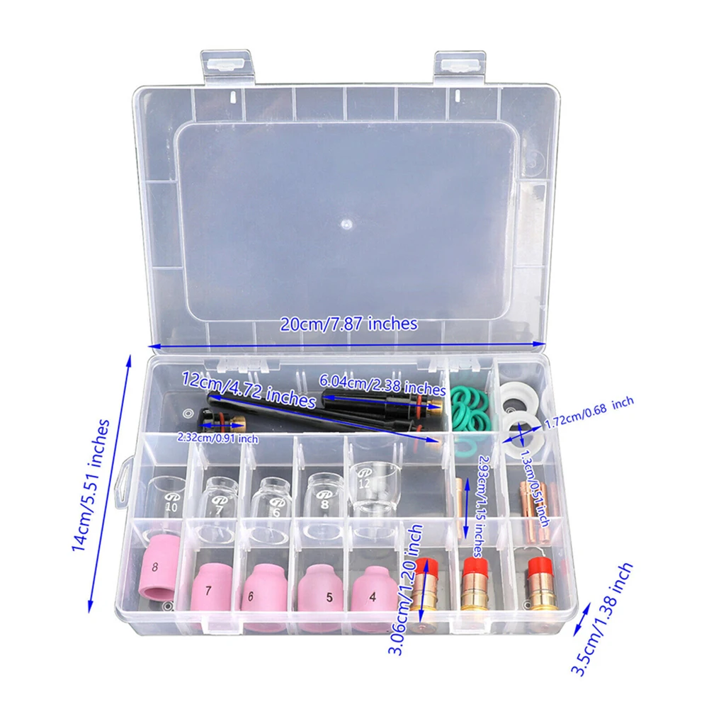 1Set TIG Welding Gun Accessories For WP-17/18/26 TIG Welding Torch Gas Lens #6/7/8/10/12 Glass Cup Kit Tool Accessor 3